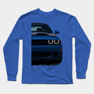 Challenger's Aura: Dodge Challenger Front Body Posterize Car Design for Teen Enthusiasts Long Sleeve T-Shirt